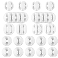 SIQUK 20 Piezas Clips de Cable Blanco Organizador de Cables Escritorio para Cable- Cable de Carga y Ratón- Sistema de…